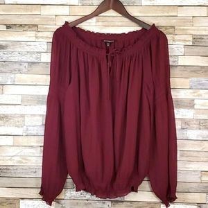 Deep Wine Sheer Boho Express Top
